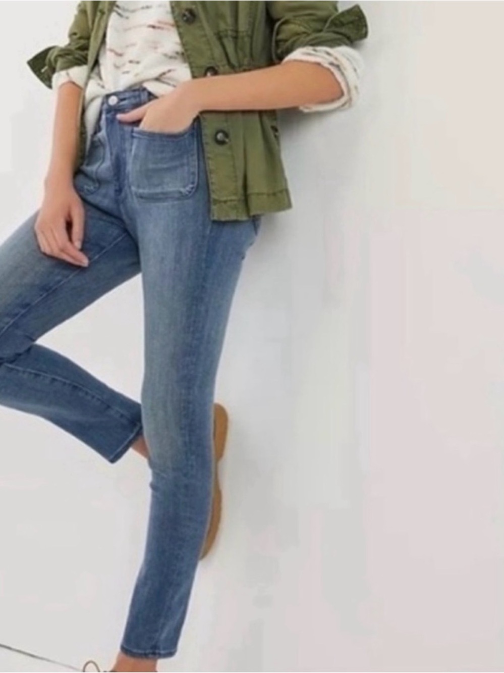 AG x Anthropologie Retro Stevie Slim Straight Jeans 31R Light Wash Lyocell Blend